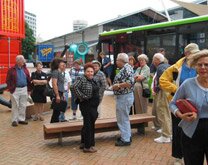 Tour bus group being given a personal tour of the Museum